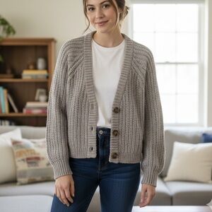 Women's Gray Knit Cardigan Sweater